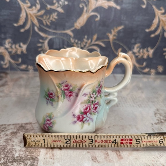 Antique Brandenburg Porcelain Mustache Shaving Mug Roses Gold Trim - Picture 7 of 9